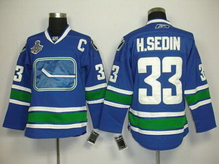 KIDS Vancouver Canucks 33 H.Sedin Blue Jersey 3rd C patch 2011 Stanley Cup