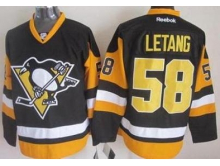 Pittsburgh Penguins #58 Kris Letang Black Alternate Stitched NHL Jersey