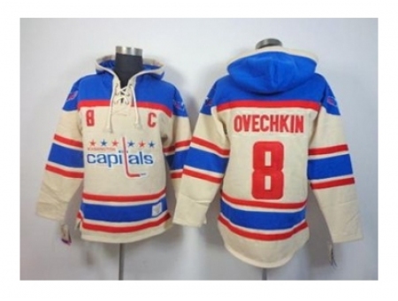 NHL Jerseys Washington Capitals #8 Alex Ovechkin Blue-Cream[Pullover Hooded Sweatshirt Patch C]