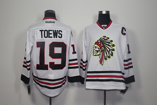 Chicago Blackhawks #19 Jonathan Toews White Skull Reebok Authentic Stitched NHL Jersey