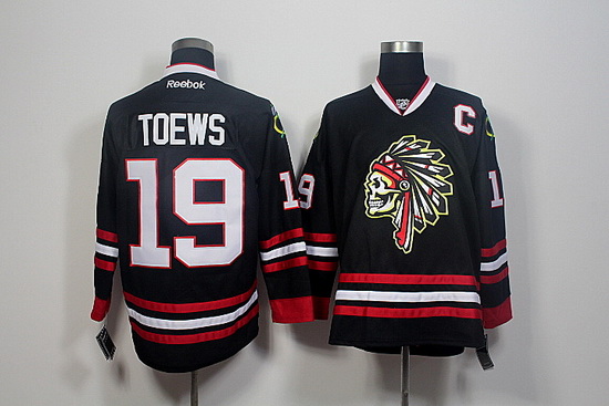 Chicago Blackhawks #19 Jonathan Toews Black Skull Reebok Authentic Stitched NHL Jersey