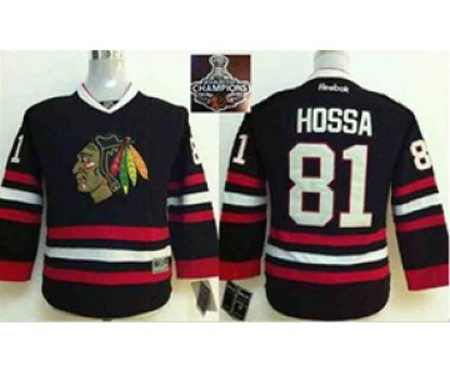 youth nhl jerseys chicago blackhawks #81 hossa black[2015 Stanley cup champions]