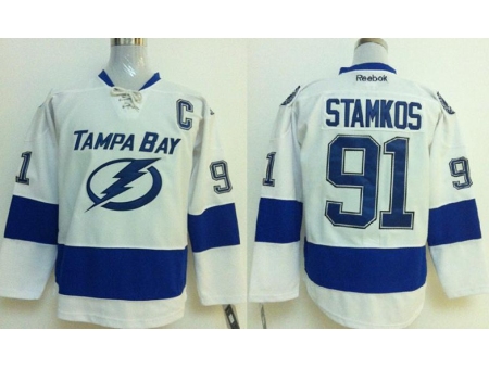 Tampa Bay Lightning 91 Steven Stamkos White NHL Hockey Jersey