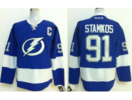 Tampa Bay Lightning 91 Steven Stamkos Blue NHL Hockey Jersey