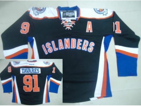 New York Islanders 91 John Tavares 2012 Black Third Jersey