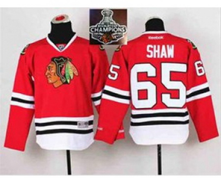 youth nhl jerseys chicago blackhawks #65 shaw red[2015 Stanley cup champions]