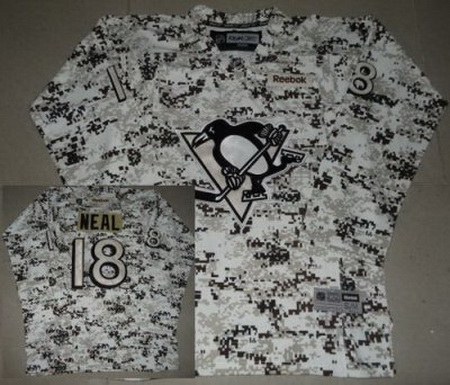 Kids Pittsburgh Penguins 18 James Neal White Camo NHL Jerseys