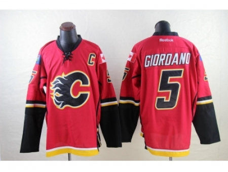 NHL Calgary Flames #5 Mark Giordano Red Stitched Jerseys