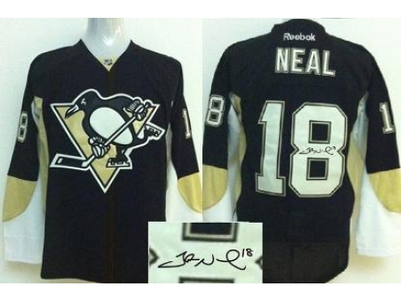 Pittsburgh Penguins 18 James Neal Black Signed Jerseys