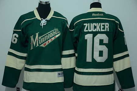 Youth Minnesota Wild #16 Jason Zucker Green Stitched NHL Jersey II