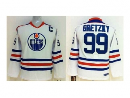 Youth NHL Jerseys Edmonton Oilers #99 Gretzky white[patch C]