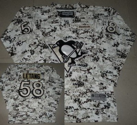 Kids Pittsburgh Penguins 58 Kris Letang White Camo NHL Jerseys