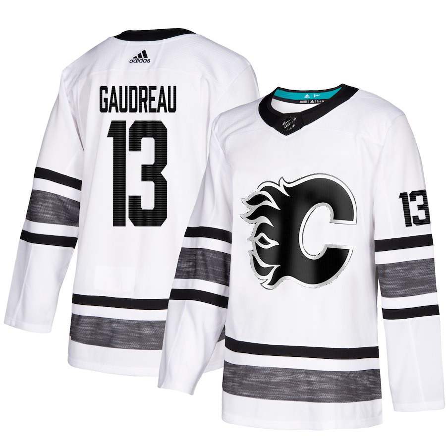 Flames #13 Johnny Gaudreau White Authentic 2019 All Star Stitched Hockey Jersey