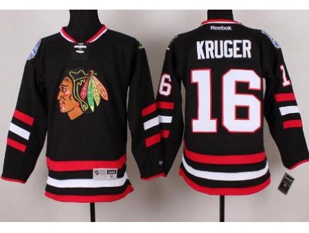 Chicago Blackhawks 16 Marcus Kruger Black 2014 Stadium Series NHL Jersey A PATCH