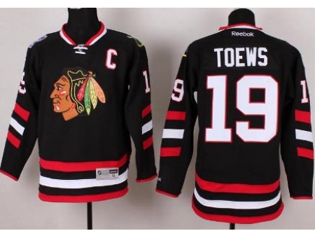 Chicago Blackhawks 19 Jonathan Toews Black 2014 Stadium Series NHL Jersey C PATCH