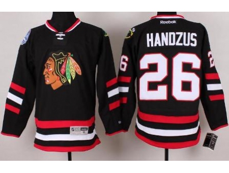 Chicago Blackhawks 26 Michal Handzus Black 2014 Stadium Series NHL Jersey A PATCH