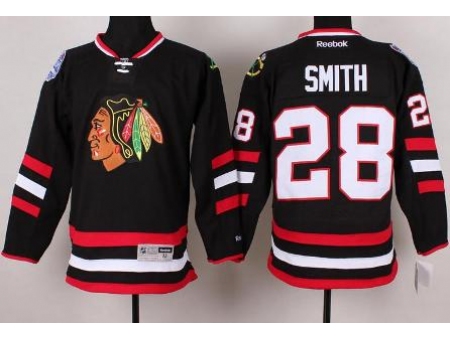 Chicago Blackhawks 28 Ben Smith Black 2014 Stadium Series NHL Jersey A PATCH