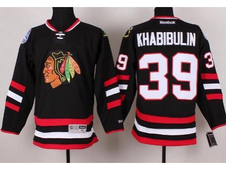 Chicago Blackhawks 39 Nikolai Khabibulin Black 2014 Stadium Series NHL Jersey A PATCH