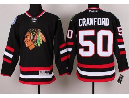 Chicago Blackhawks 50 Corey Crawford Black 2014 Stadium Series NHL Jersey A PATCH