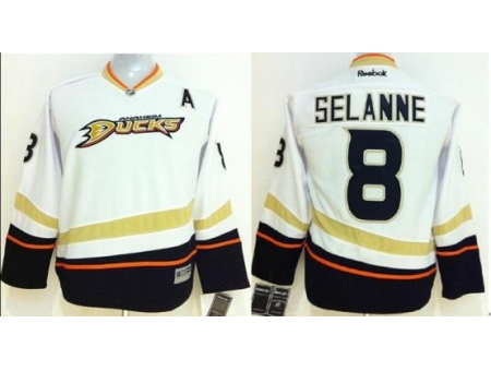 Anaheim Ducks 8 Teemu Selanne White NHL Hockey Jerseys