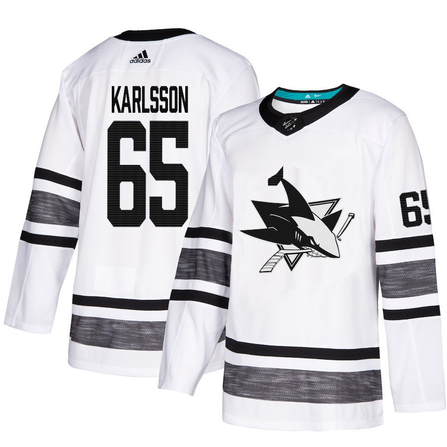 Sharks #65 Erik Karlsson White Authentic 2019 All Star Stitched Hockey Jersey