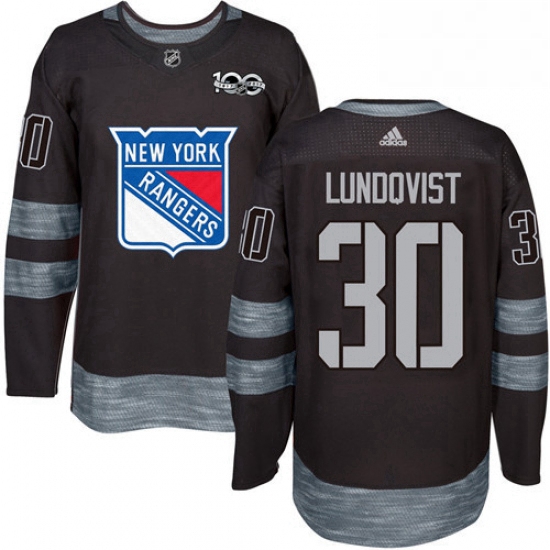 Mens Adidas New York Rangers 30 Henrik Lundqvist Premier Black 1917 2017 100th Anniversary NHL Jerse