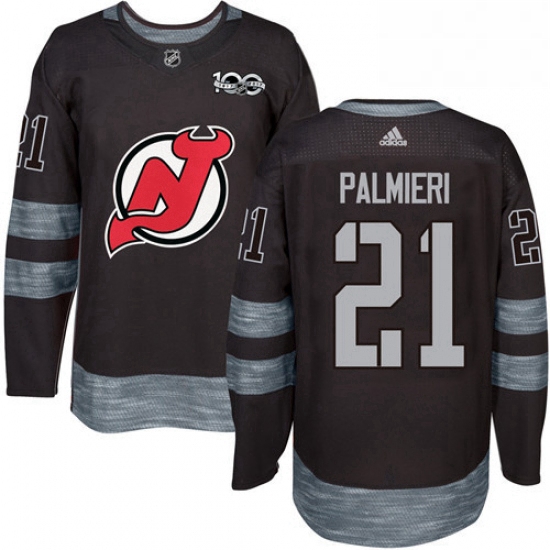 Mens Adidas New Jersey Devils 21 Kyle Palmieri Authentic Black 1917 2017 100th Anniversary NHL Jerse