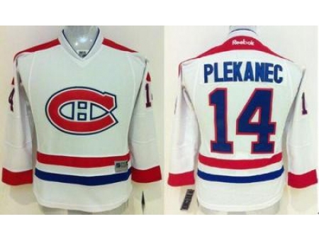 Youth Montreal Canadiens #14 Tomas Plekanec White Stitched NHL Jersey