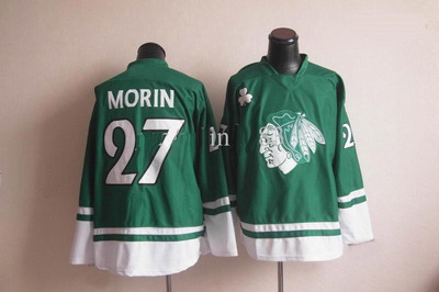 NHL Jerseys Chicago Blackhawks #27 Jeremy Morin green St Patty's Day Hockey Jersey