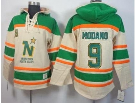 Dalls Stars #9 Mike Modano Cream Stitched NHL Sawyer Hooded Sweatshirt