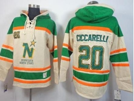 Dalls Stars #20 Dino Ciccarelli Cream Stitched NHL Sawyer Hooded Sweatshirt