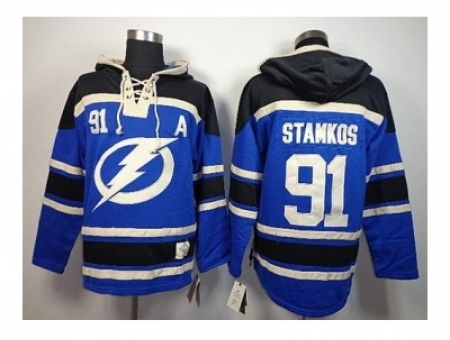 NHL Jerseys Tampa Bay Lightning #91 Stamkos blue-black[pullover hooded sweatshirt][patch A]