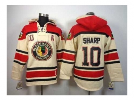 NHL Jerseys Chicago Blackhawks #10 Sharp Cream-red[pullover hooded sweatshirt][patch A]