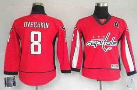 Youth Washington Capitals #8 A.Ovechkin RED jerseys