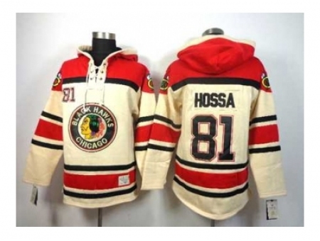 NHL Jerseys Chicago Blackhawks #81 Hossa Ccream-red[pullover hooded sweatshirt]