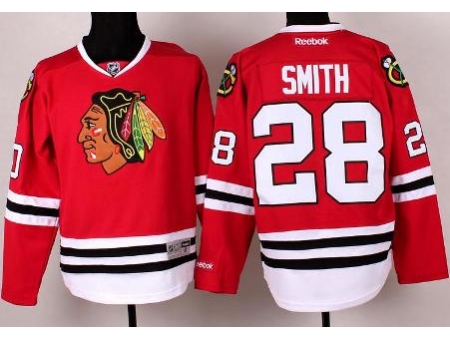 Chicago Blackhawks 28 Ben Smith Red Hockey NHL Jerseys