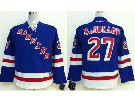 Kids New York Rangers #27 Ryan McDonagh Blue NHL Jerseys