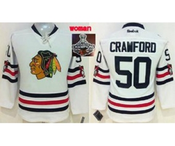 women nhl jerseys chicago blackhawks #50 crawford white[2015 winter classic][2015 Stanley cup champi