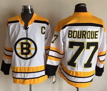 CCM Throwback Bruins  #77 Ray Bourque White Stitched NHL Jersey