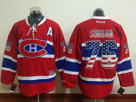 Canadiens  #76 P K Subban Red USA Flag Fashion Stitched NHL Jersey