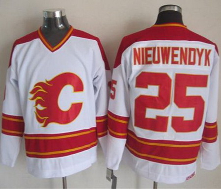 Calgary Flames  #25 Joe Nieuwendyk White CCM Throwback Stitched NHL Jersey