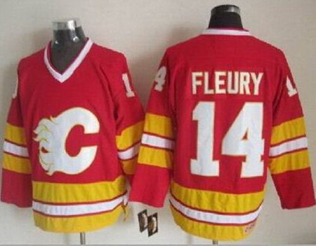 Calgary Flames  #14 Theoren Fleury Red CCM Throwback Stitched NHL Jersey