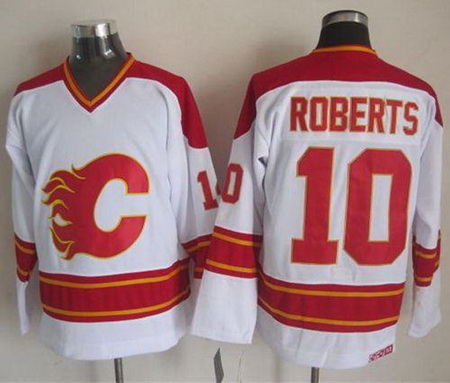 Calgary Flames  #10 Gary Roberts White CCM Throwback Stitched NHL Jersey