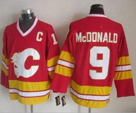 Calgary Flames  #9 Lanny McDonald Red CCM Throwback Stitched NHL Jersey