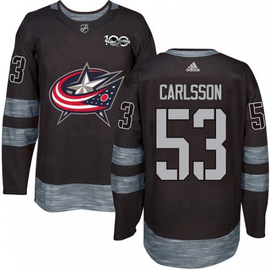 Mens Adidas Columbus Blue Jackets 53 Gabriel Carlsson Premier Black 1917 2017 100th Anniversary NHL 