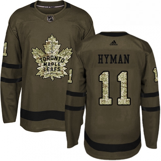 Mens Adidas Toronto Maple Leafs 11 Zach Hyman Authentic Green Salute to Service NHL Jersey