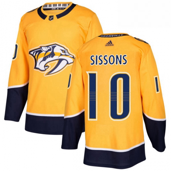 Mens Adidas Nashville Predators 10 Colton Sissons Authentic Gold Home NHL Jersey