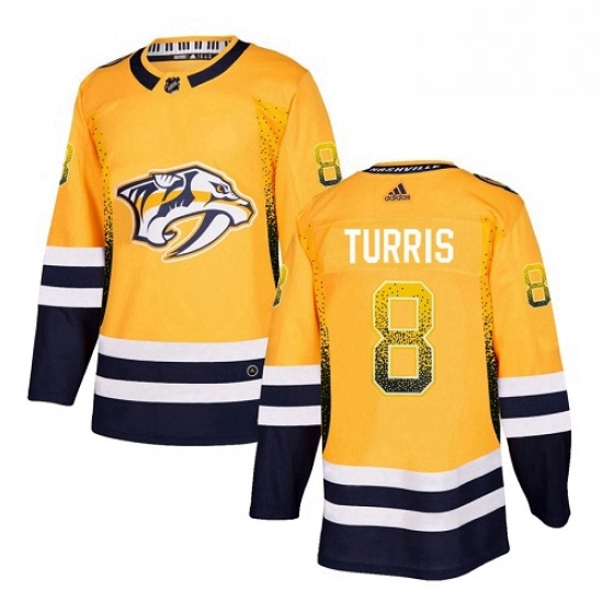 Mens Adidas Nashville Predators 8 Kyle Turris Authentic Gold Drift Fashion NHL Jersey