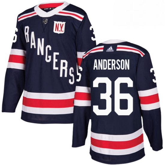 Mens Adidas New York Rangers 36 Glenn Anderson Authentic Navy Blue 2018 Winter Classic NHL Jersey