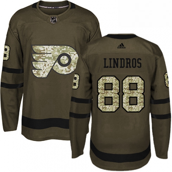 Mens Adidas Philadelphia Flyers 88 Eric Lindros Premier Green Salute to Service NHL Jersey